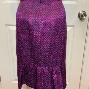 Carolina Herrera Pink & Purple Silk Blend Tweed Pencil Skirt, Size 8